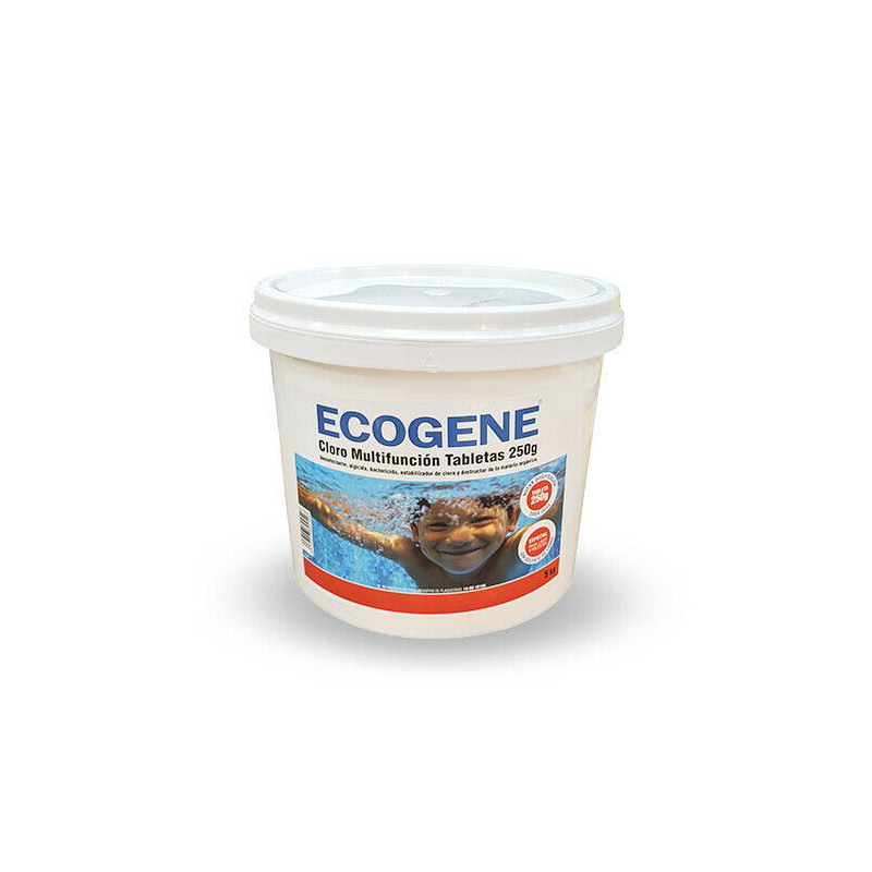 CLORO MULTIFUNCION ECOGENE. PISCINAS DE LINER Y POLIESTER | TABLETAS 250gr | 5KG CLORO MULTIFUNCION ECOGENE. PISCINAS DE LINER Y POLIESTER | TABLETAS 250gr | 5KG