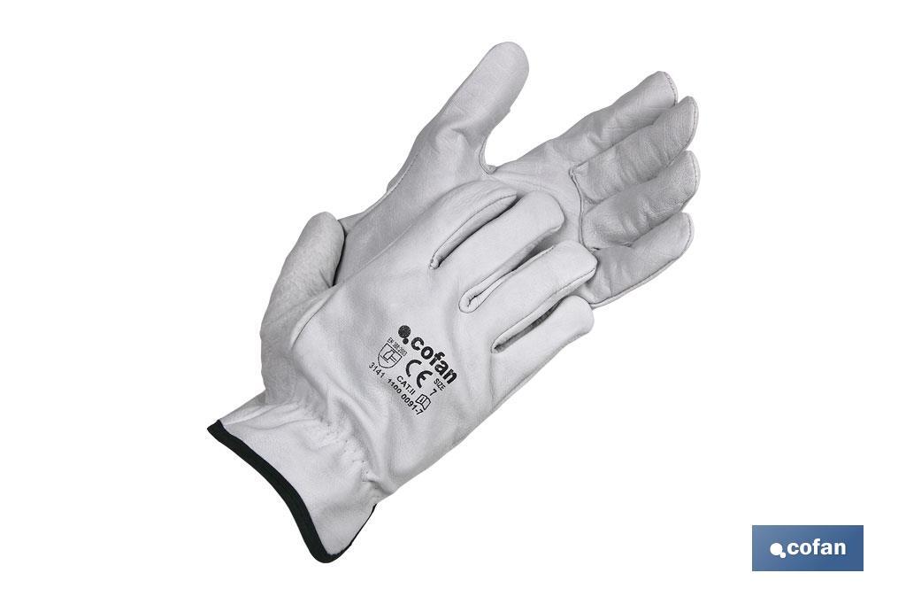 GUANTES PIEL VACUNO GRIS T-9