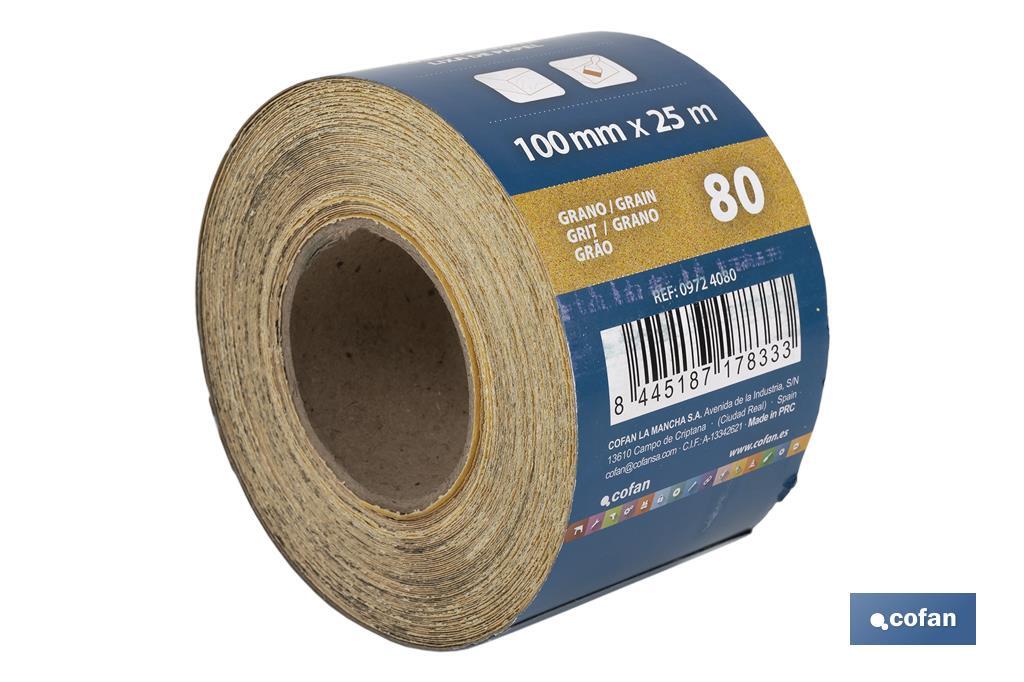 ROLLO LIJA DE PAPEL 100 X 25 M. G.80