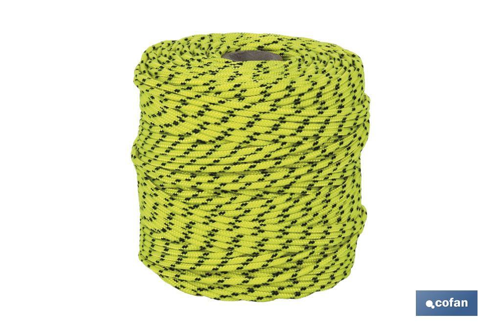 CORDÓN TRENZADO HIPPIE AMARILLO/NEGRO 3MM X 25 M