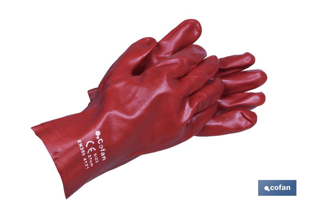 GUANTE PVC ESTANCO ROJO DE 27 Cms. (PACK: 12 UDS) GUANTE PVC ESTANCO ROJO DE 27 Cms. (PACK: 12 UDS)