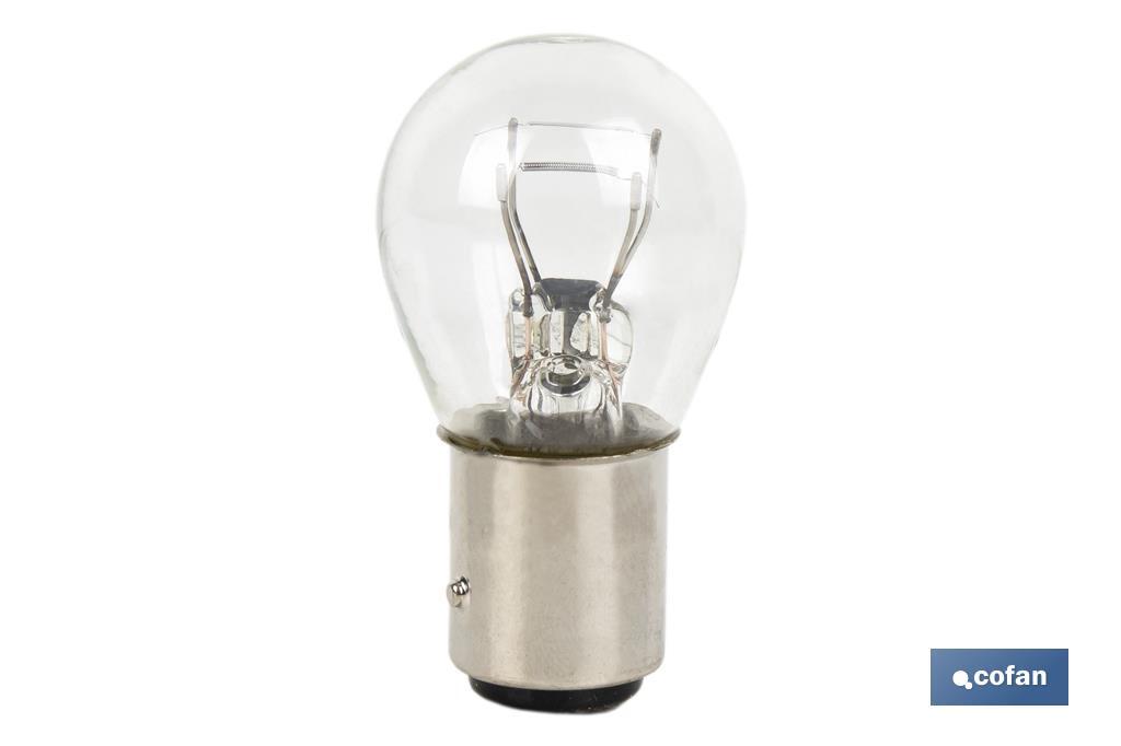 LÁMPARA COFAN 2 POLOS BLANCA DESCENTRADA P21/5W (BAZ15d) 12V (PACK: 10 UDS) LÁMPARA COFAN 2 POLOS BLANCA DESCENTRADA P21/5W (BAZ15d) 12V (PACK: 10 UDS)