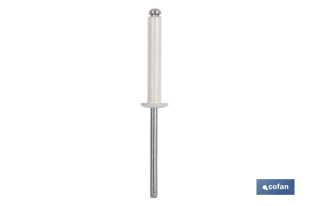 REMACHE ALUMINIO NORMAL BLANCO 4.8 X 12 MM (PACK: 500 UDS) REMACHE ALUMINIO NORMAL BLANCO 4.8 X 12 MM (PACK: 500 UDS)