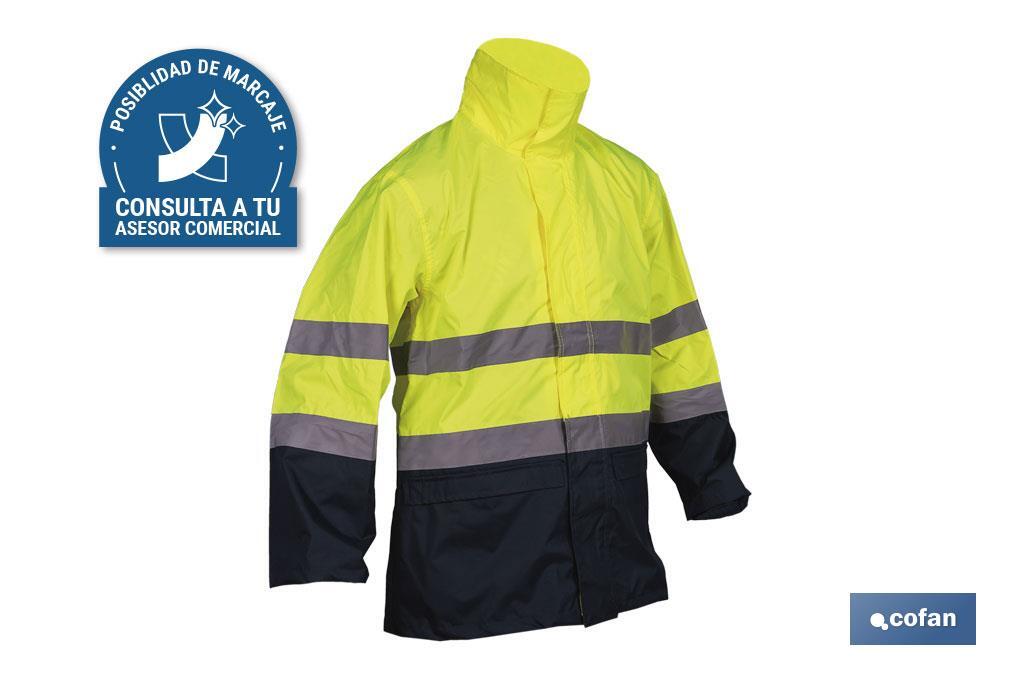 CHAQUETA DE LLUVIA DE ALTA VISIBILIDAD MODELO SAGITARIO AMARILLA Y AZUL TALLA L (PACK: 1 UDS) CHAQUETA DE LLUVIA DE ALTA VISIBILIDAD MODELO SAGITARIO AMARILLA Y AZUL TALLA L (PACK: 1 UDS)