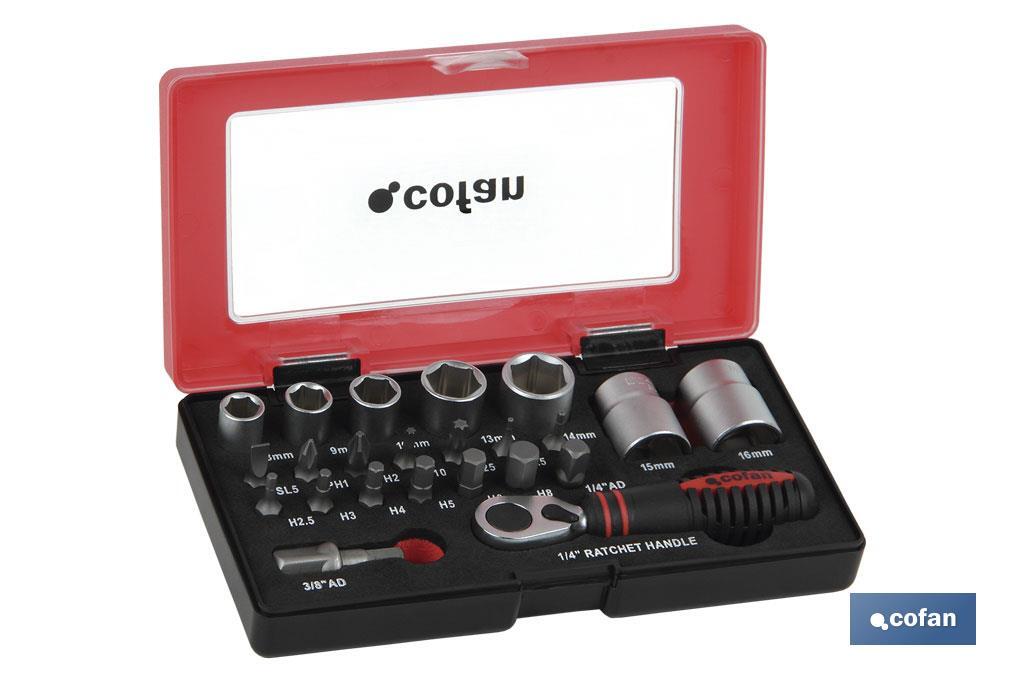 SET MINI CARRACA, VASOS Y PUNTAS 1/4 23 PCS. (PACK: 1 UDS) SET MINI CARRACA, VASOS Y PUNTAS 1/4 23 PCS. (PACK: 1 UDS)
