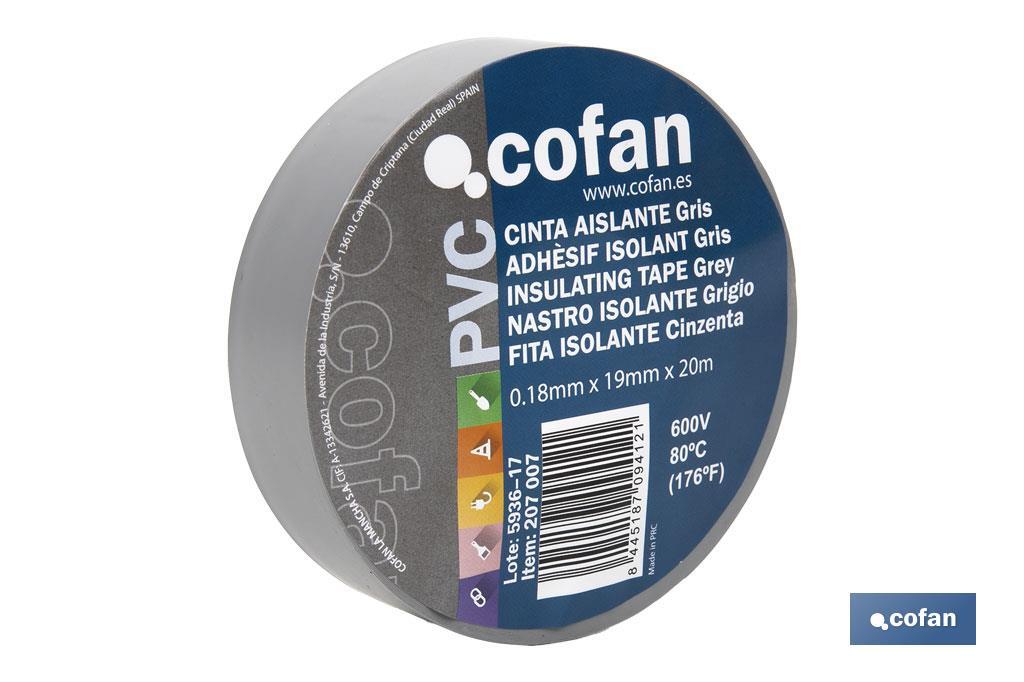 CINTA AISLANTE 180 Micras GRIS 19mmX20 Metros (PACK: 10 UDS) CINTA AISLANTE 180 Micras GRIS 19mmX20 Metros (PACK: 10 UDS)