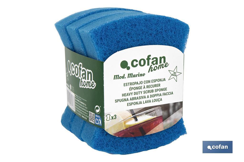 PACK DE 3 ESTROPAJOS AZULES CON ESPONJA (PACK: 1 UDS) PACK DE 3 ESTROPAJOS AZULES CON ESPONJA (PACK: 1 UDS)