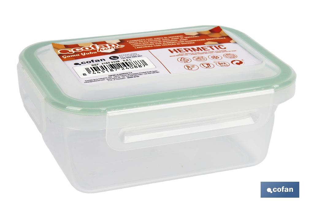 FIAMBRERA VERDE RECTANGULAR CON JUNTA BI-MATERIA MODELO YUBA 0,5 L (PACK: 1 UDS)