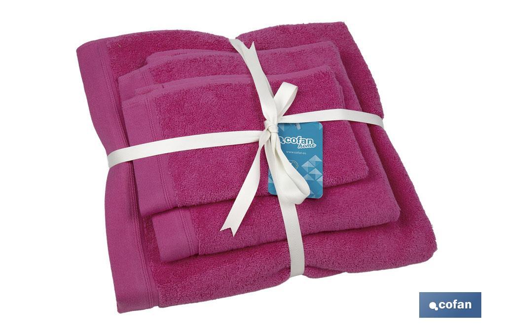 JUEGO DE 3 TOALLAS FUCSIA 580 G/M2 GAMA PRIMAVERA 30X50 50X100 70X140 CM (PACK: 1 UDS) JUEGO DE 3 TOALLAS FUCSIA 580 G/M2 GAMA PRIMAVERA 30X50 50X100 70X140 CM (PACK: 1 UDS)