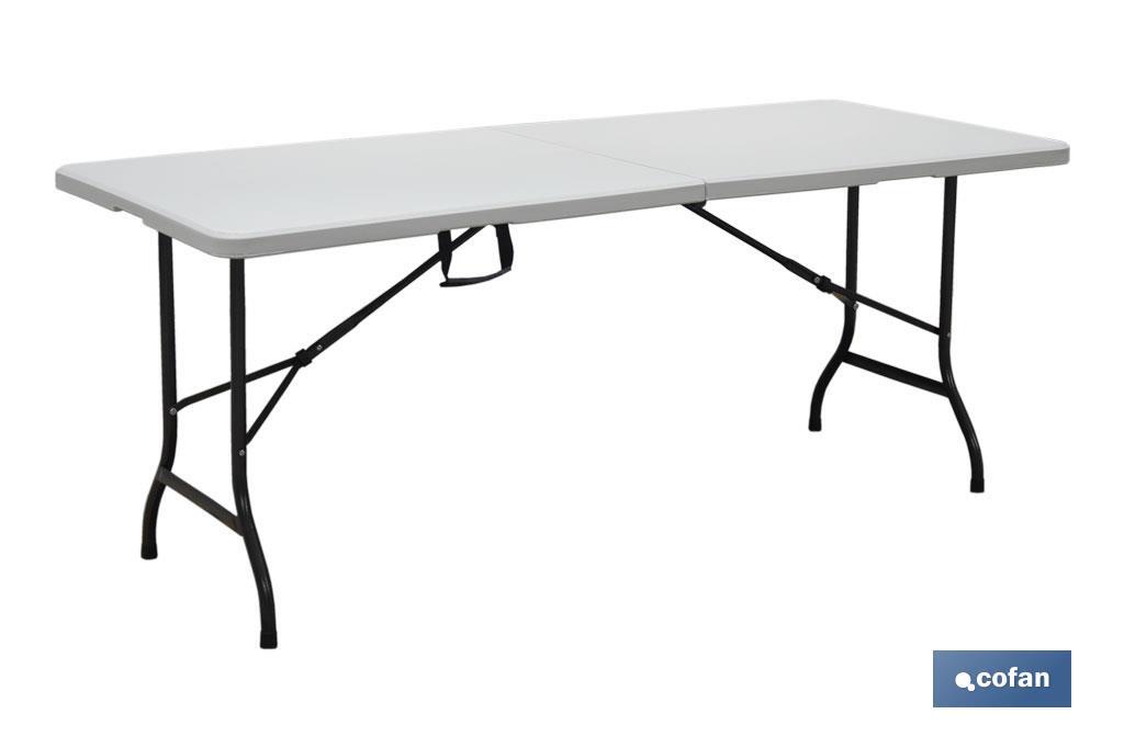 MESA PLEGABLE RECTANGULAR BLANCA CON BLOQUEO DE SEGURIDAD 180X75X72 CM (PACK: 1 UDS) MESA PLEGABLE RECTANGULAR BLANCA CON BLOQUEO DE SEGURIDAD 180X75X72 CM (PACK: 1 UDS)