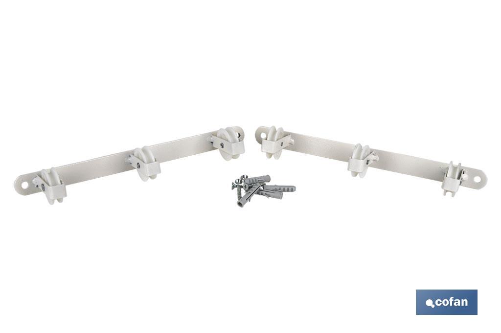 TENDEDERO FIJO DE PARED BLANCO DE DOS PIEZAS CON 3 POLEAS 31 X 6.5 X 2.5 CM (PACK: 1 UDS) TENDEDERO FIJO DE PARED BLANCO DE DOS PIEZAS CON 3 POLEAS 31 X 6.5 X 2.5 CM (PACK: 1 UDS)