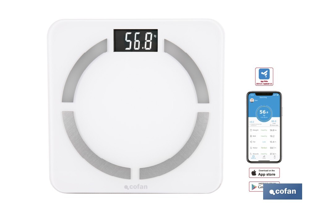 BÁSCULA DE BAÑO DIGITAL BLANCA CON PANTALLA LCD USB MEDICIÓN IMC DE GRASA VISCERAL 30 X 30 X 2,2 CM (PACK: 1 UDS) BÁSCULA DE BAÑO DIGITAL BLANCA CON PANTALLA LCD USB MEDICIÓN IMC DE GRASA VISCERAL 30 X 30 X 2,2 CM (PACK: 1 UDS)