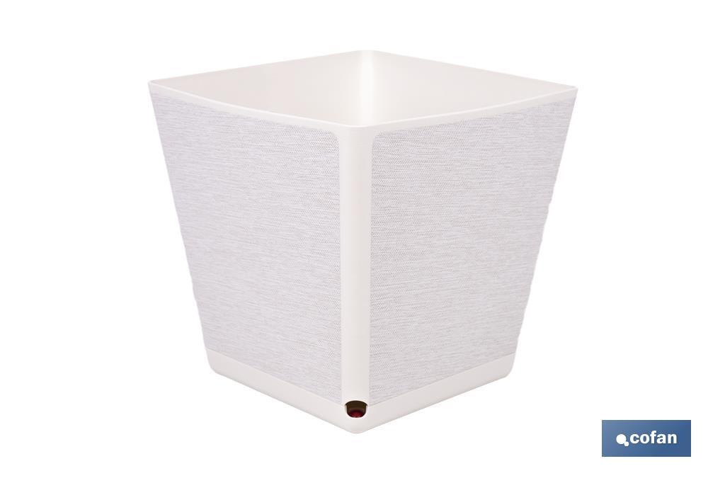 MACETA O MACETERO GAMA TEXTIL CUADRADA COLOR BLANCO PP 180 X 180 X 180 MM 3,7 L (PACK: 4 UDS) MACETA O MACETERO GAMA TEXTIL CUADRADA COLOR BLANCO PP 180 X 180 X 180 MM 3,7 L (PACK: 4 UDS)