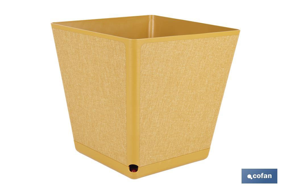 MACETA O MACETERO GAMA TEXTIL CUADRADA COLOR MOSTAZA PP 238 X 238 X 240 MM 9 L (PACK: 4 UDS) MACETA O MACETERO GAMA TEXTIL CUADRADA COLOR MOSTAZA PP 238 X 238 X 240 MM 9 L (PACK: 4 UDS)