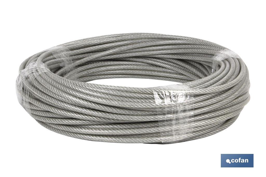 CABLE ACERO (6mm) 4X6MM  6X7+1 PLAST. (50M) (PACK: 1 UDS)