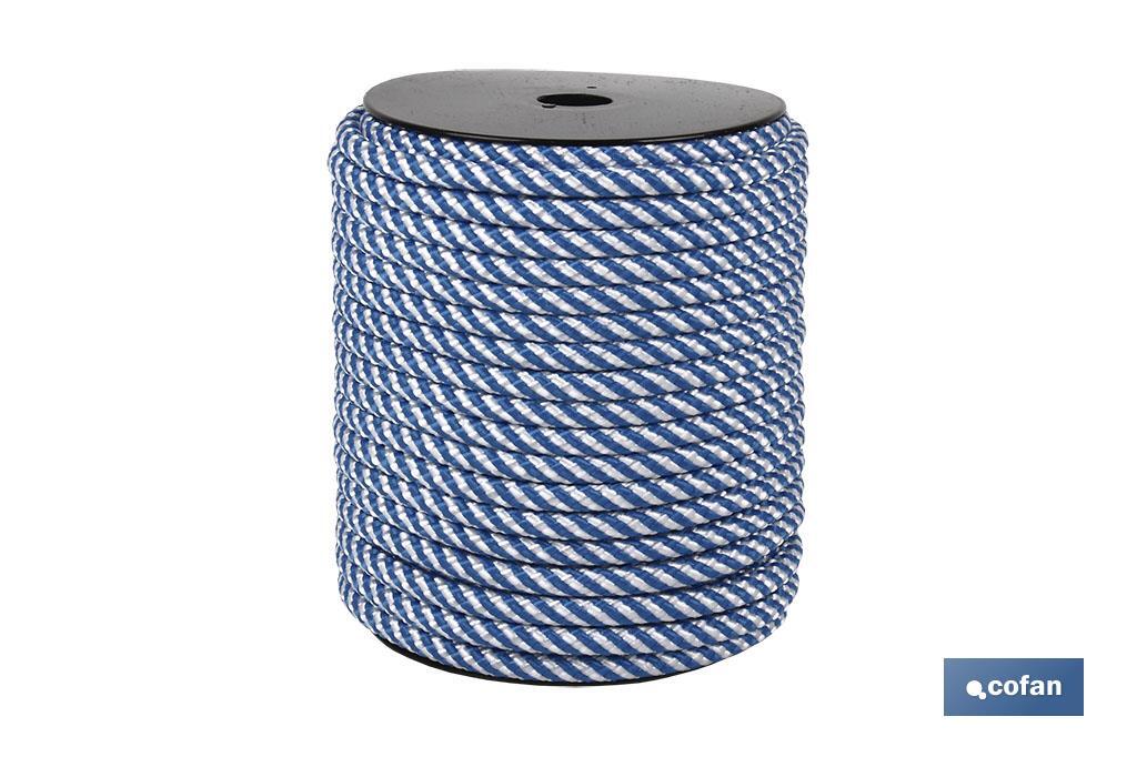 CARRETE CUERDA HELICOIDAL 14MM 50 M.BCO/AZUL (PACK: 1 UDS)