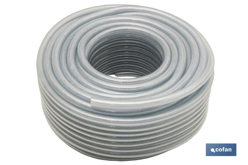 MANGUERA PVC CRISTAL C/REFUERZO 15x21mm/50m