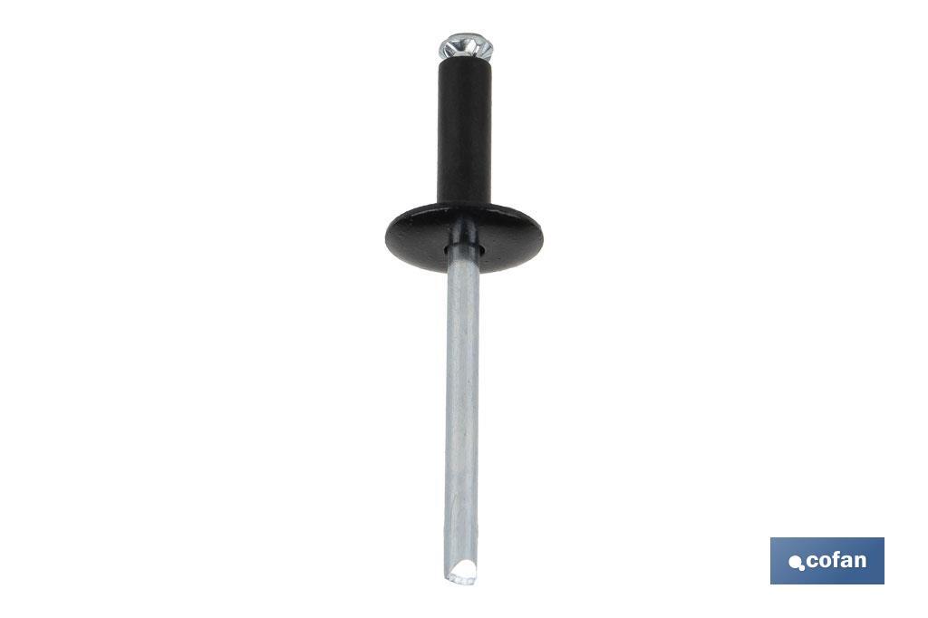 REMACHE FLOR CABEZA ANCHA NEGRO 4,8 X 16 MM