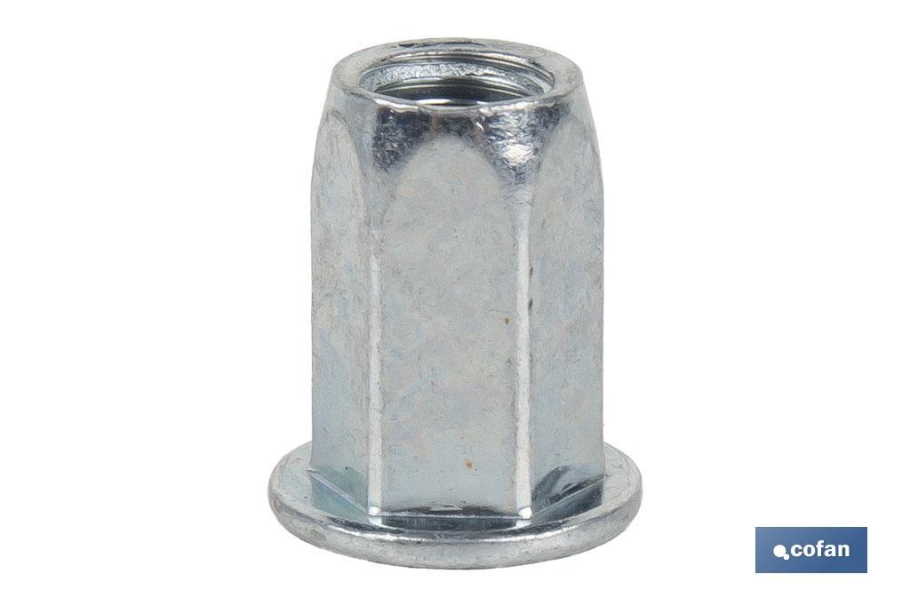 TUERCAS REMACHABLES HEXAGONAL ANCHAS ACERO M4