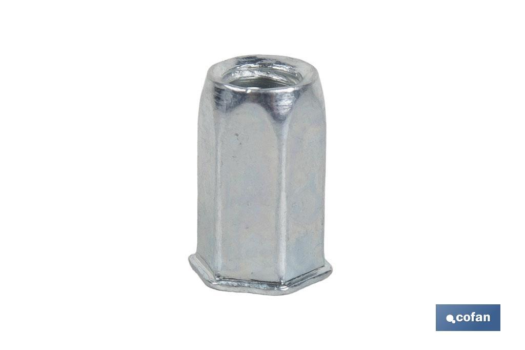 TUERCAS REMACHABLES HEXAGONAL CABEZA REDUCIDA ACERO M4