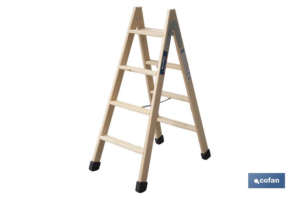 ESCALERA MADERA DOBLE 4 PELDAÑOS 1,00 M (PACK: 1 UDS)