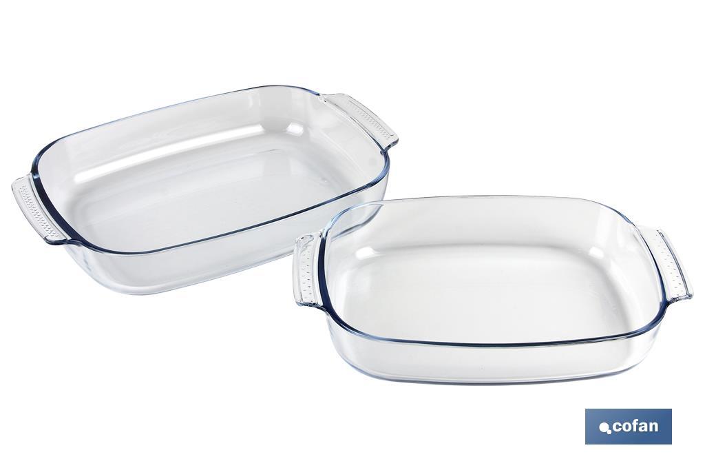 SET DE 2 FUENTES OVALADAS ANCHAS DE VIDRIO BOROSILICATO MODELO BARITINA 2700 ML - 3800 ML (PACK: 1 UDS)