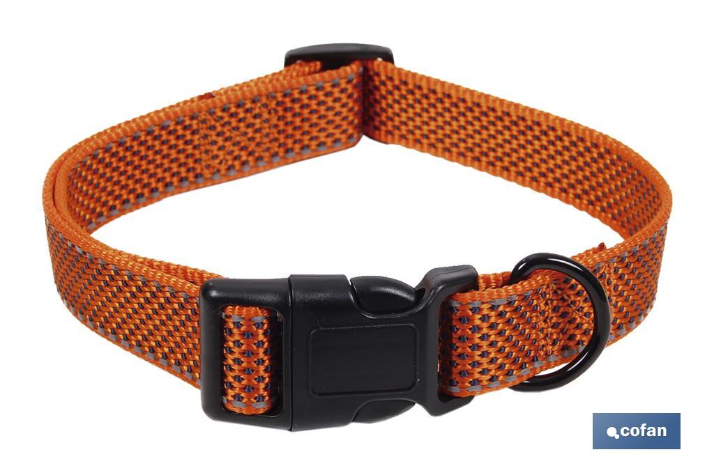 COLLAR PARA PERROS  REFLECTANTE NARANJA 2,5 X 40-55 CM