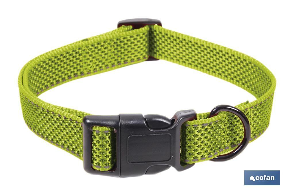 COLLAR PARA PERROS REFLECTANTE VERDE  1,5 X 30-45 CM (PACK: 1 UDS)