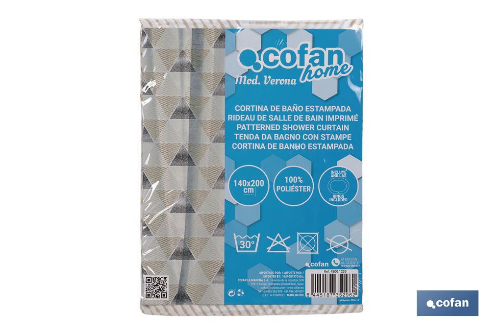 CORTINA DE BAÑO TRIANGULOS POLIÉSTER  220x200 (PACK: 1 UDS)