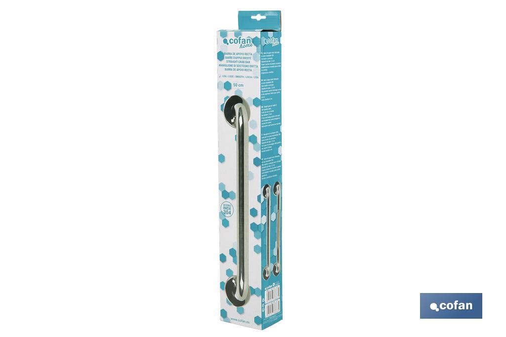 BARRA DE APOYO RECTA DE ACERO INOXIDABLE 304 (50 X 2.5 CM)