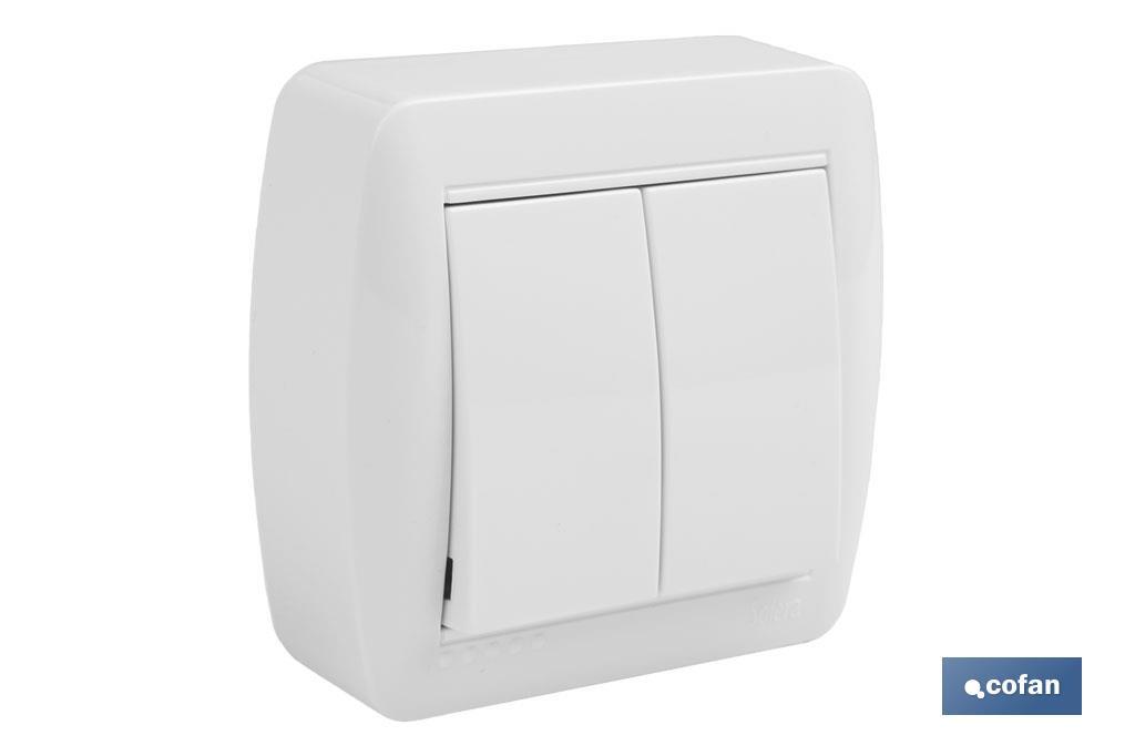 DOBLE INTERRUPTOR SUPERFICIE  MODELO ATLANTIS10A BLANCO (PACK: 1 UDS)