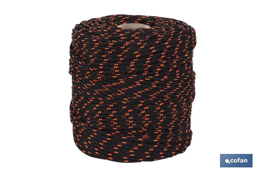 CORDÓN TRENZADO HIPPIE NEGRO/NARANJA 3 MM X 100 M (PACK: 1 UDS)