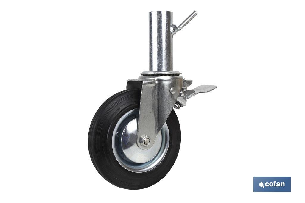 RUEDA GIRATORIA ANDAMIO C/FRENO 200 X 50 MM TUBO HEMBRA (PACK: 1 UDS) RUEDA GIRATORIA ANDAMIO C/FRENO 200 X 50 MM TUBO HEMBRA (PACK: 1 UDS)