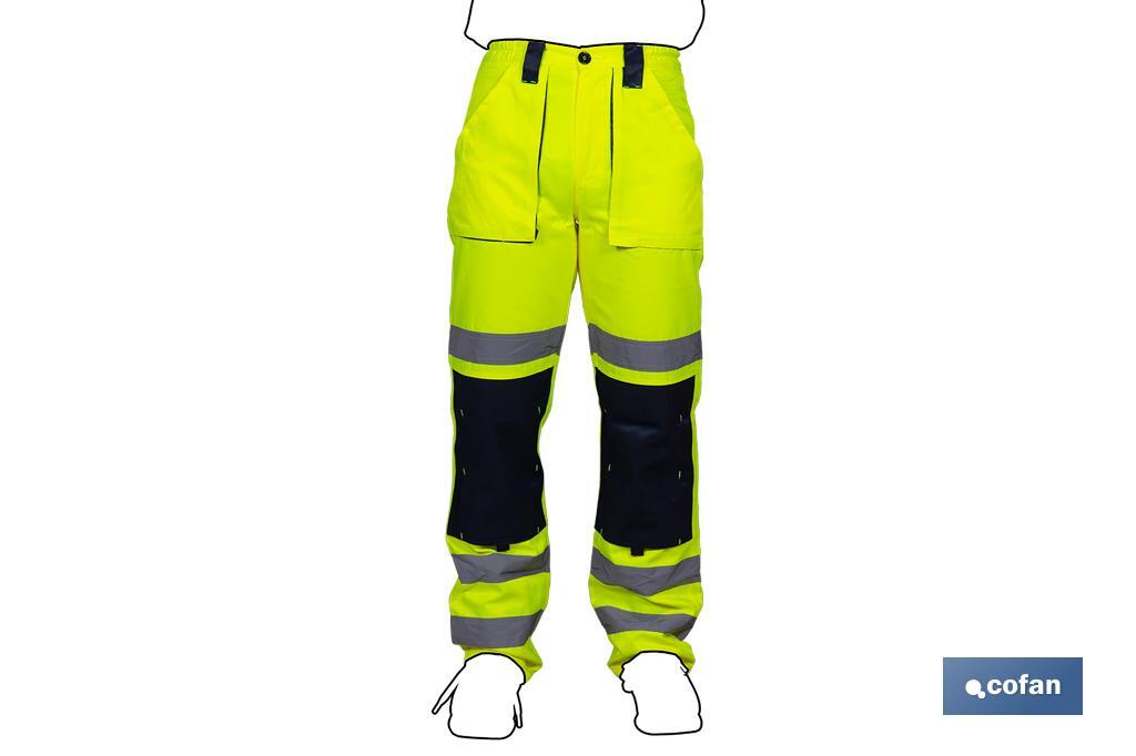 PANTALÓN DE ALTA VISIBILIDAD MODELO SIRIO AMARILLO Y AZUL MARINO TALLA S (PACK: 1 UDS)