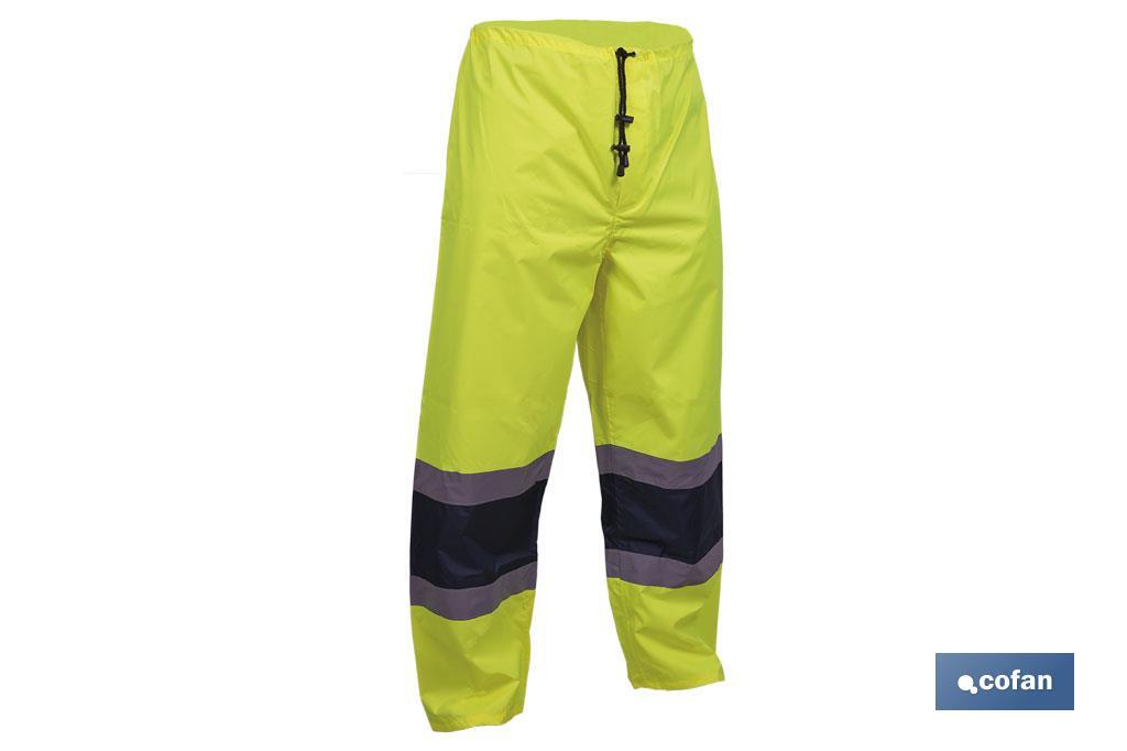 PANTALÓN DE LLUVIA DE ALTA VISIBILIDAD MODELO BELLATRIX AMARILLA Y AZUL TALLA S (PACK: 1 UDS)