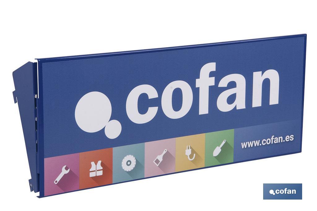 CARTELA CON LOGO COFAN 500X200MM EXP.PERFORADO (PACK: 1 UDS)