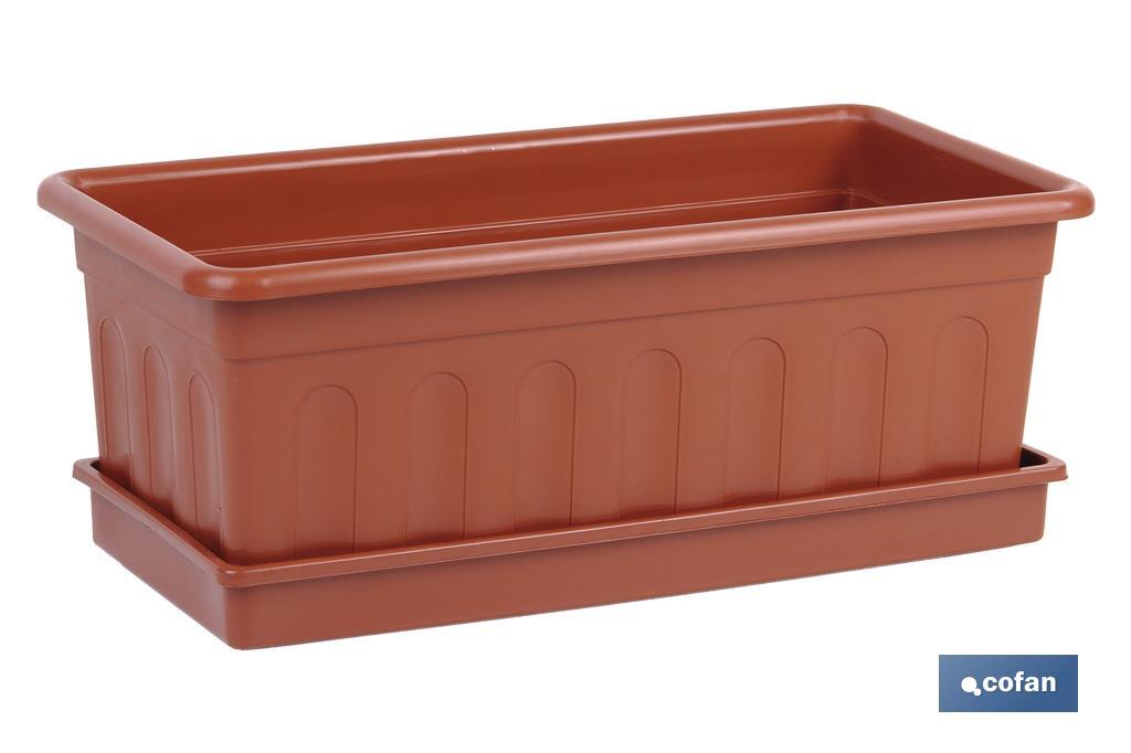 JARDINERA MARRON MODELO AZAHAR 50X21.5X16+PLATO 48X19.5cm venta unitaria (PACK: 1 UDS)