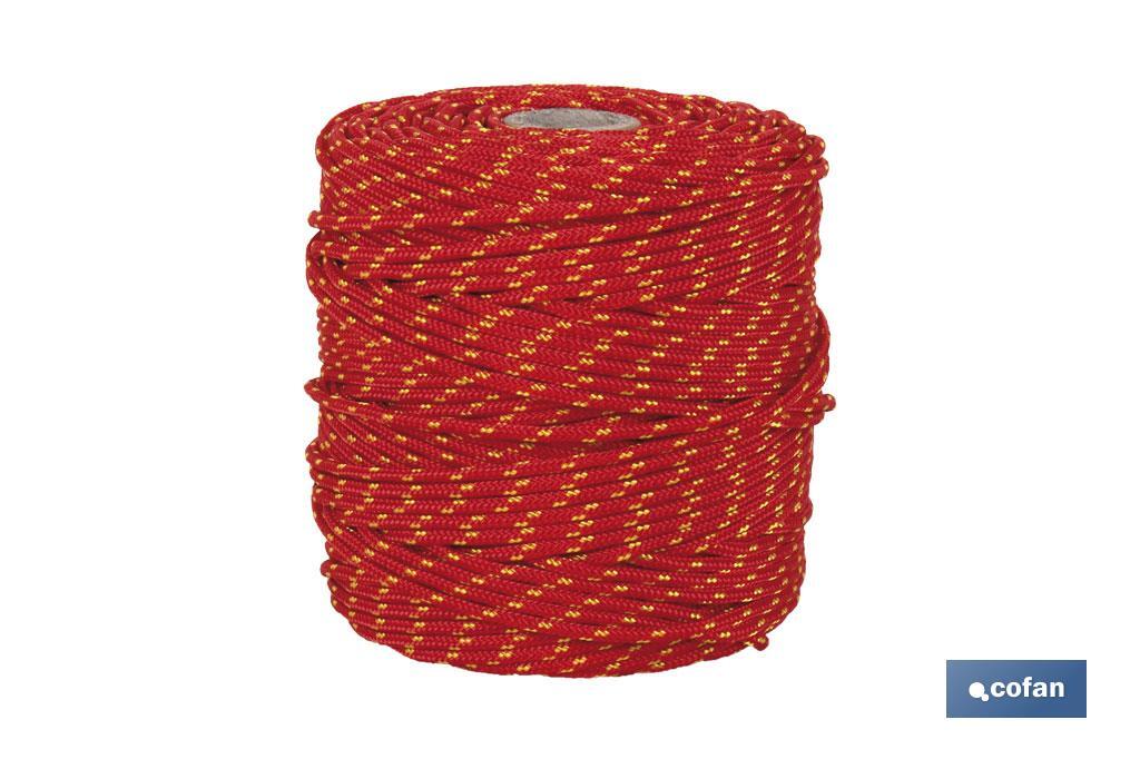 CORDÓN TRENZADO HIPPIE ROJO/AMARILLO 3MM X 100 M (PACK: 1 UDS)