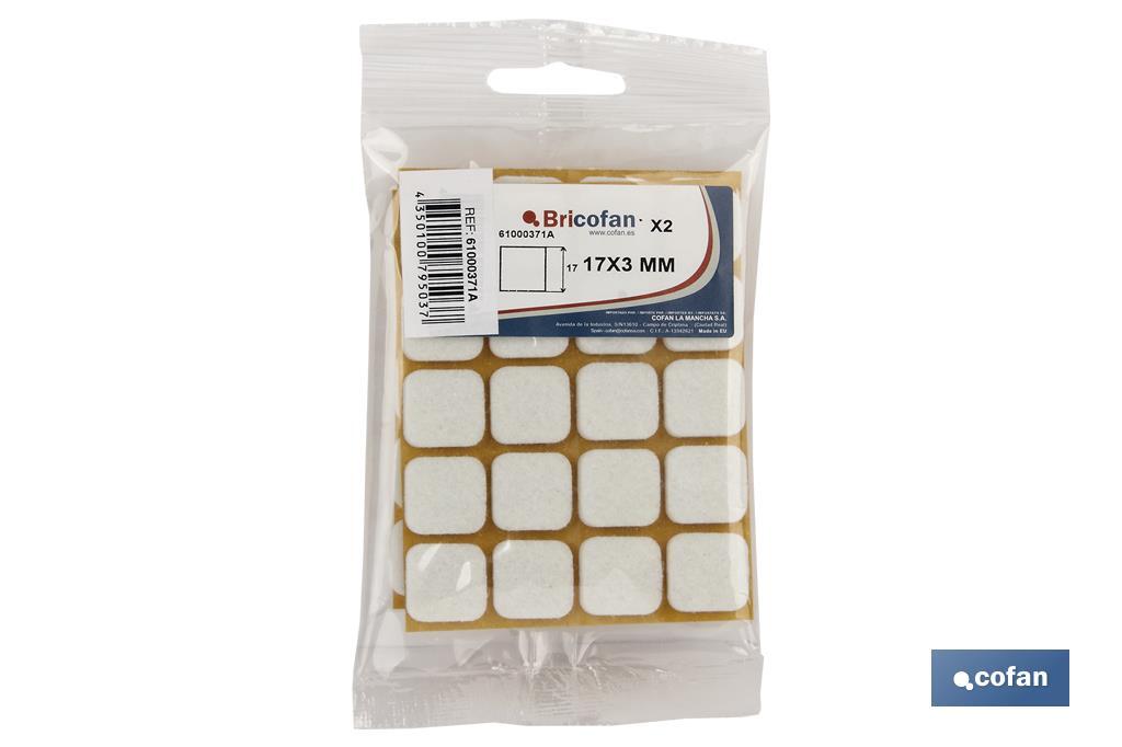 BL 2x12 UDS FIELTRO CUADRADO BLANCO 22X22X3MM (PACK: 10 UDS) BL 2x12 UDS FIELTRO CUADRADO BLANCO 22X22X3MM (PACK: 10 UDS)