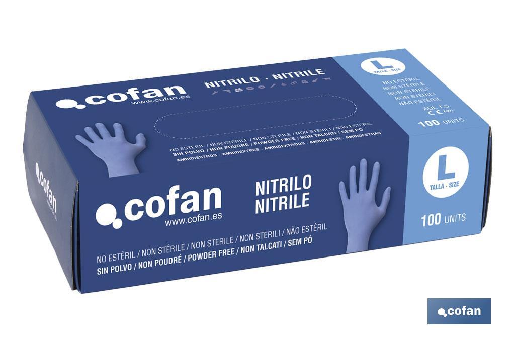 Caja de 100 unidades de guantes de nitrilo | Finos y elásticos | Sin polvo | Cómodos y agradables al tacto