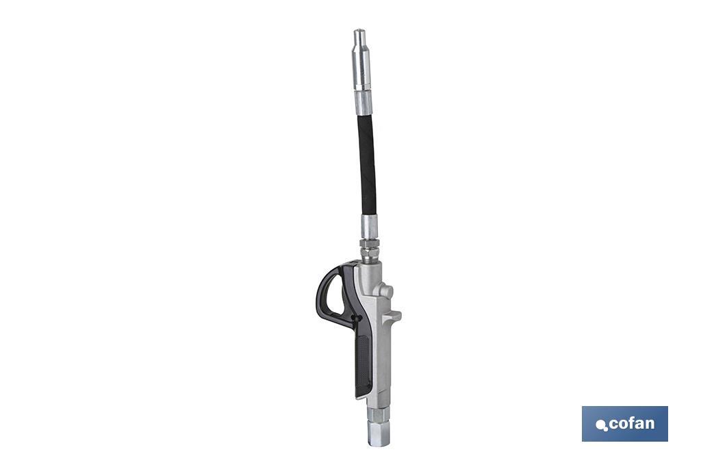 Pistola Lubricante Recta | Fabricada en Aluminio | Manguera Flexible | Boquilla Antigoteo Recta | Pistola de Gran Precisión